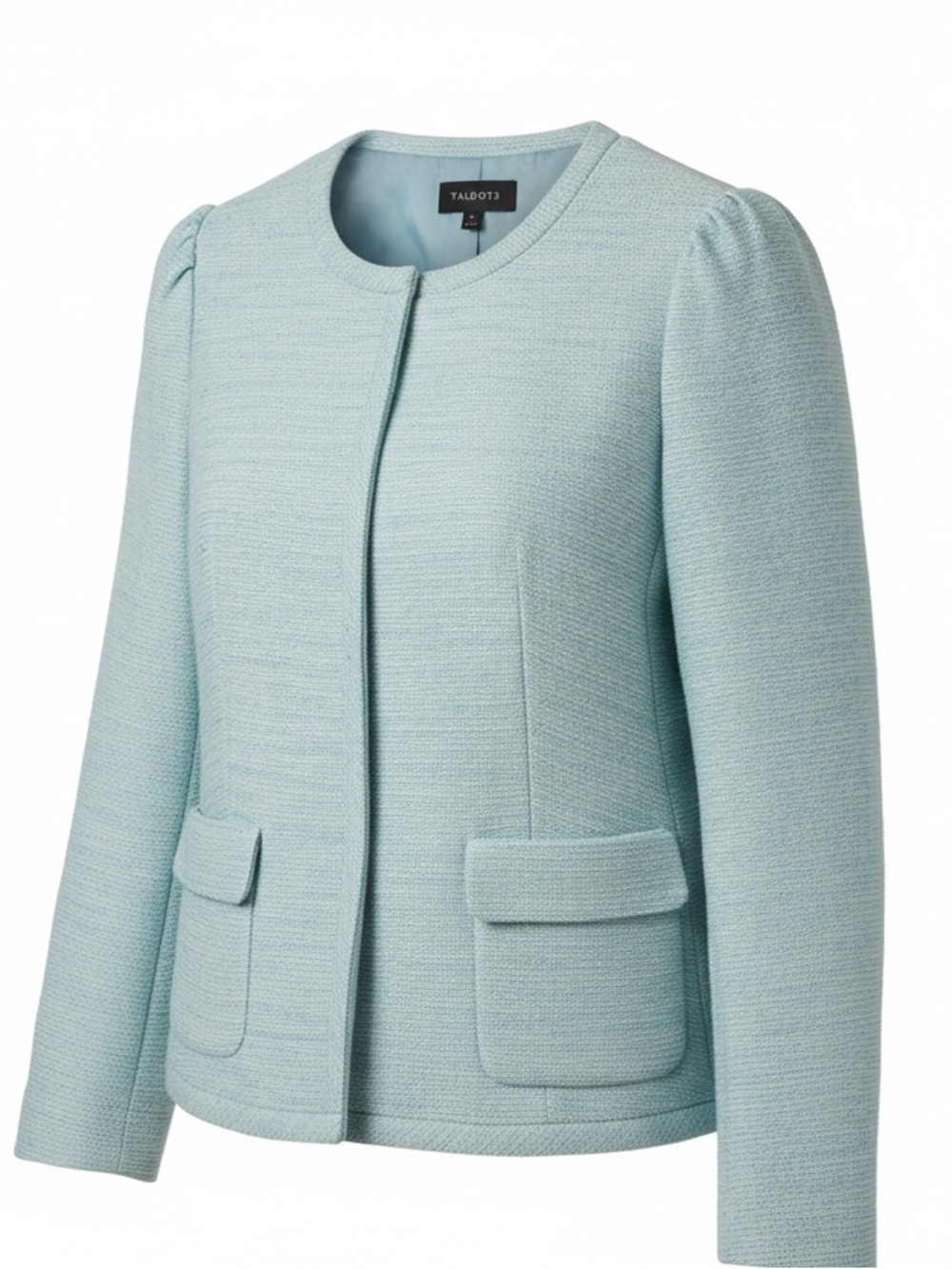 Talbots Pastel Blue Textured Tweed Blazer